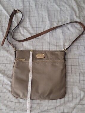 Michael Kors Taupe and Brown Nylon Crossbody with Gold Hardware